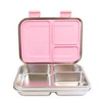Pink and silver bento box on a white background